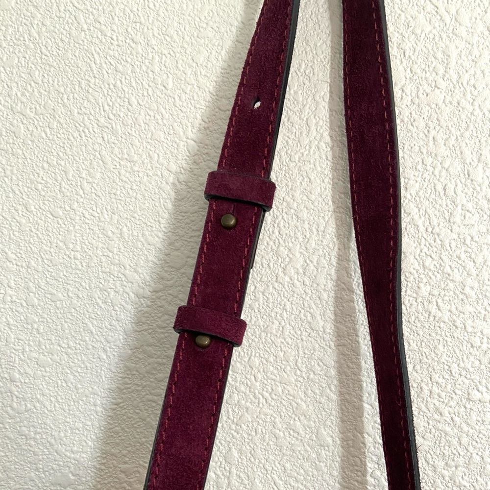 Sundance fringe wine burgundy suede studded western adjustable bag crossbody - Picture 5 of 16
